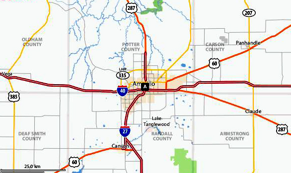 Map of Amarillo Texas area