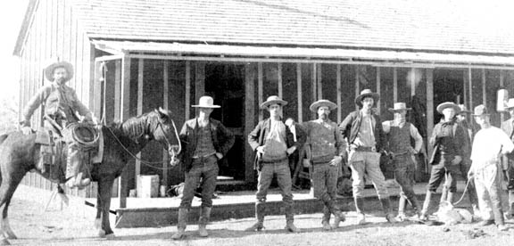 Photo of Trail Drivers stopping at the Deanville Store in Burleson County Texas in the late 1860's